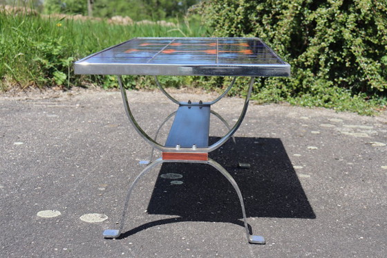 Image 1 of Vintage ceramic and steel coffee table