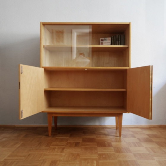 Image 1 of ❤️Hellerau Vitrinekast voor Cultureel Meubels Franz Ehrlich Serie 602 DDR Midden-eeuwse Bauhaus GERESTAUREERD