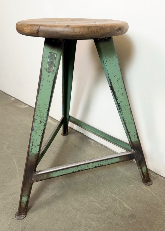Image 1 of Sgabello da officina industriale verde, anni '60