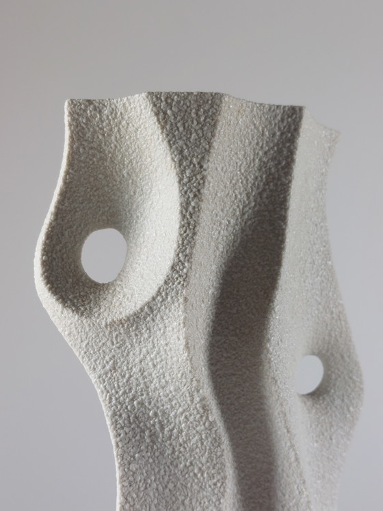 Image 1 of Organic Vintage Mid Century Bisque Porcelain Sgrafo Modern Vase