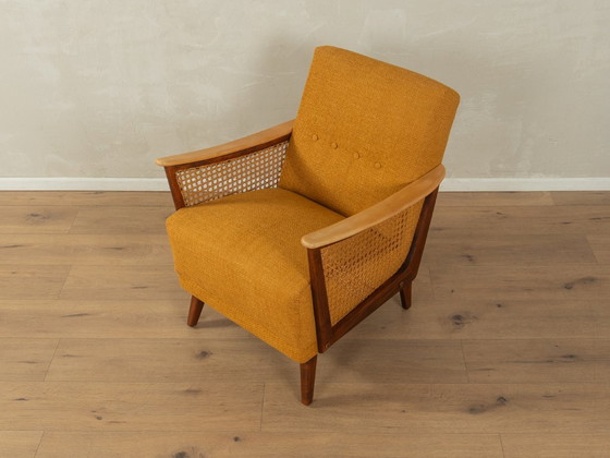 Fauteuil des années 1950 – Rattan, Textile (photo 2 of 8)