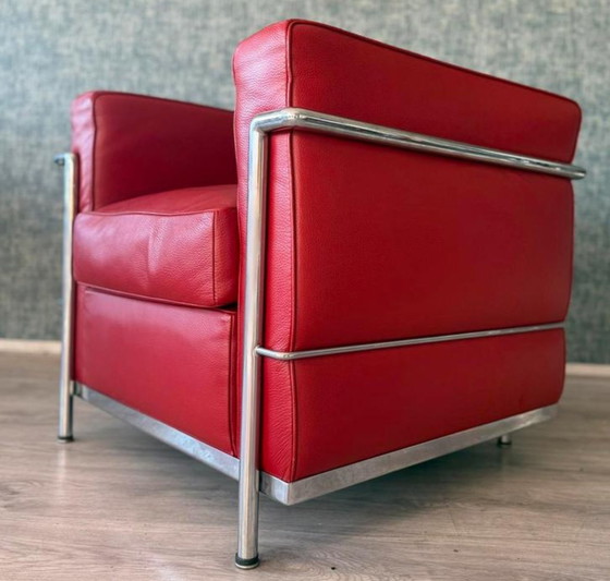 Image 1 of Vintage LC2 Le Corbusier fauteuil in rood leer, Italië, jaren 80
