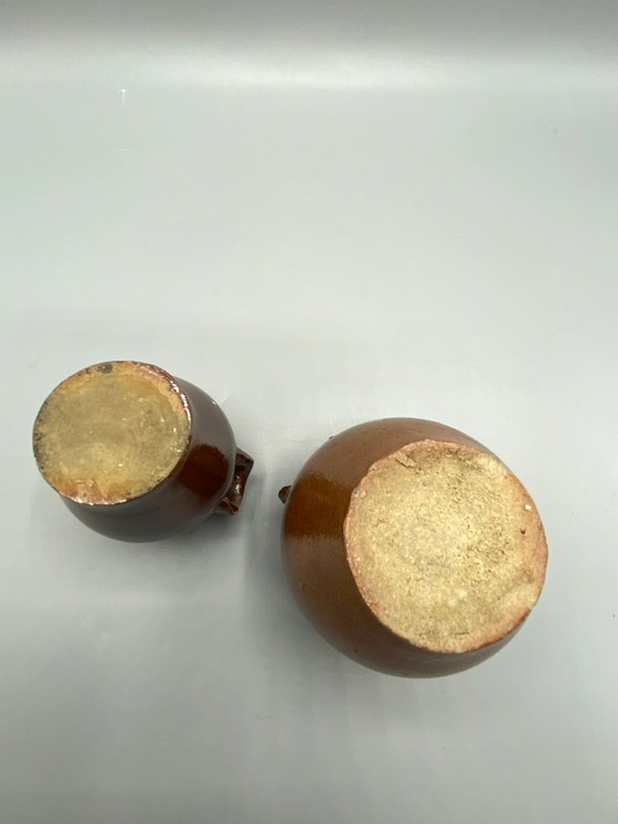 2 antique brown stoneware storage pots - late 19th / early 20th century – Crockery (photo 4 of 7)