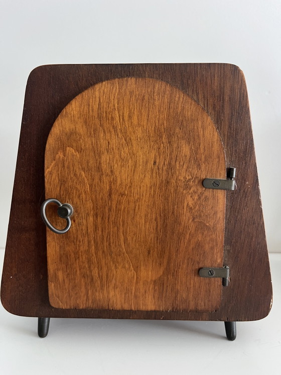 Tischuhr im Mid-Century-Modern-Stil – Haid mit Hermle-Uhrwerk – 1950er/60er Jahre – Uhren, Wood, Glass (photo 5 of 7)