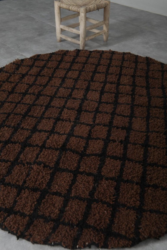 Image 1 of Bruin Marokkaans rond tapijt 200 cm