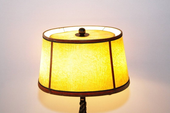 Image 1 of Lampe Beistelllampe Eisen Kunstleder 73cm Vintage