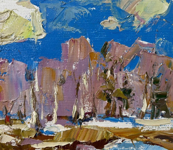 Image 1 of Original Oil Painting City Day Landscape Breath of Spring