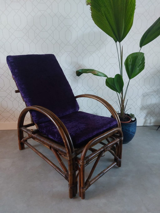 Chaise en rotin rétro vintage