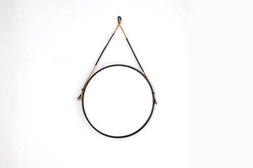 Vintage runder Stahlspiegel, Italien, 1970er Jahre.