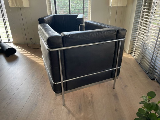 Image 1 of 2 leren kubus fauteuils met chromen frame