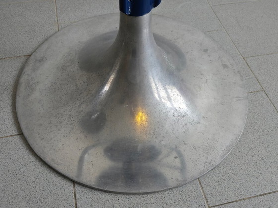 Image 1 of PAIRE DE TABOURETS DE BAR VINTAGE 1970 SIMILI-CUIR BLEU & ALUMINIUM DLG KNOLL