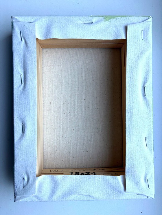 Image 1 of VOLT ultramarine - abstract schilderij blauw wit zilver – klein modern kunstwerk