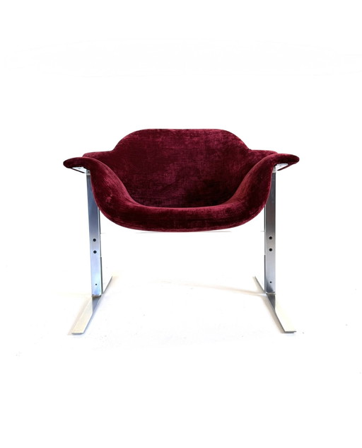 Fauteuil vintage en velours et chrome, Kembo '60