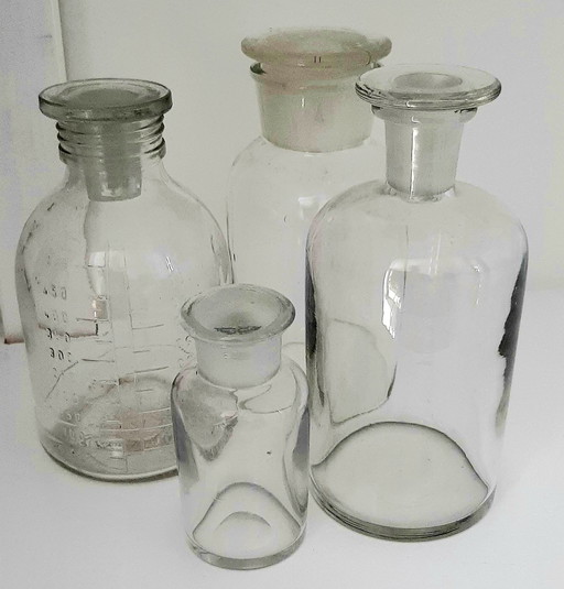 Apothecary Bottles White and Brown 16
