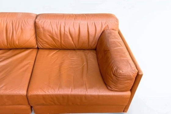 1/1 Canapé-lit Cuir Véritable Cognac Vintage, Canapés 2 places, Marron, Mid Century Modern (photo 4 sur 5)