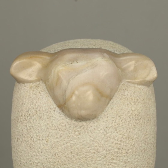 Image 1 of "Sheep" - sculpted marble figure by Fanny Baan, 1995