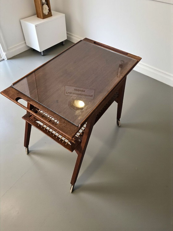 Image 1 of Teak side table, serving trolley, bar trolley, side table, Johannes Andersen, 1970s