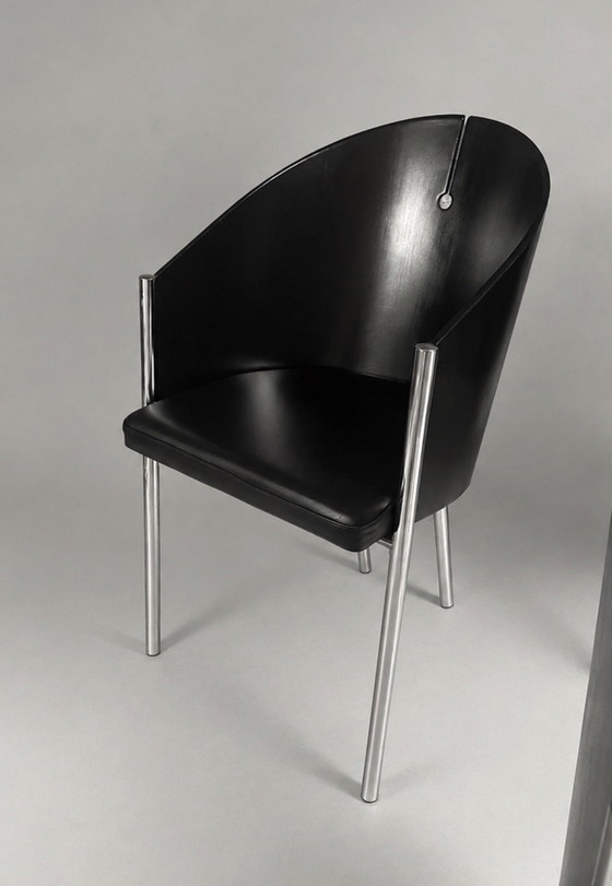 Set of 4 Vintage Segis Chairs, Attributed to Philippe Starck – Dining chairs, Chrome, Leather (photo 11 of 15)
