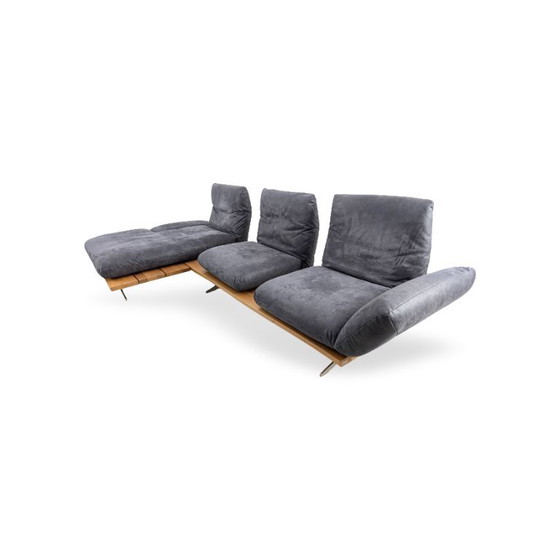 Image 1 of Originele Koinor Schwof hoekbank, designbank Bison 69, blauw leer