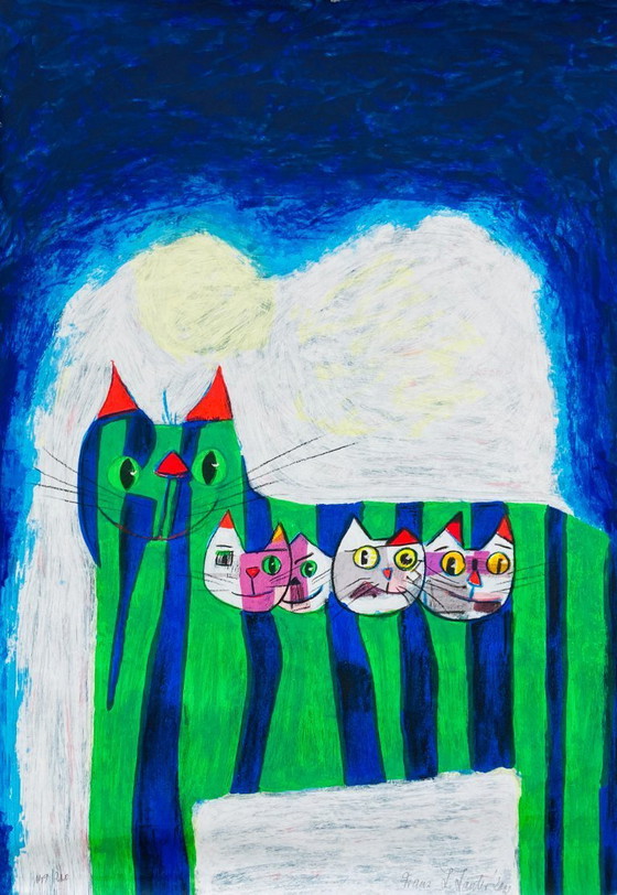Image 1 of Franz L Lauter - Cat with kittens - Silkscreen