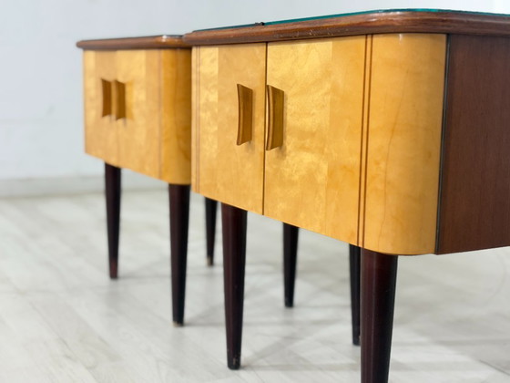 Image 1 of 2x Mid-Century Nightstands / Bedside Tables / Side Tables / Vintage Nightstand