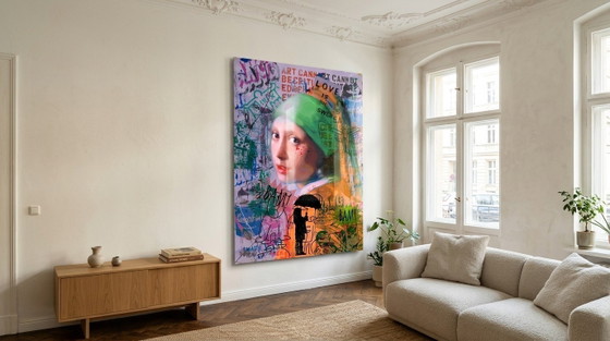 Image 1 of Contemporary Vermeer – Pop Art on acrylic glass, 80 × 100 cm