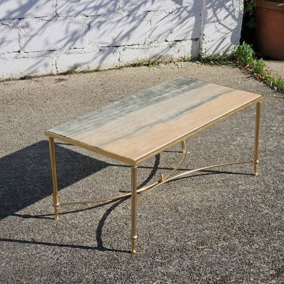 Image 1 of French Vintage Marble Coffee Table - Maison Jansen Lounge Table-Hollywood Regency Style-70s