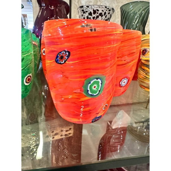 Image 1 of Barras de ámbar vibrantes contemporáneas y cristal de Murano Murrine – Juego de 6