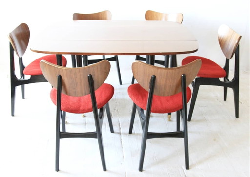 Table à abattants Mid-Century avec chaises de salle à manger Butterfly par E. Gomme pour G-Plan, Ensemble de 7