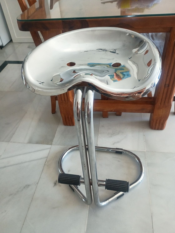 Rodney Kinsman "Tractor" Stool - 70s Vintage Chrome Design, Metal, Silver (photo 5 of 5)