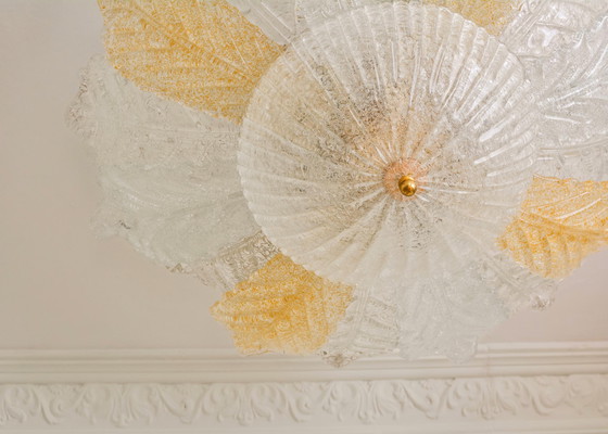 Grand Lustre Plafonnier en Verre de Murano Feuilles, Ambre Clair, Italien, Années 1970 – Metal, Murano Glass (photo 10 of 10)