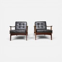 Coppia di poltrone scandinave in teak, anni '70.