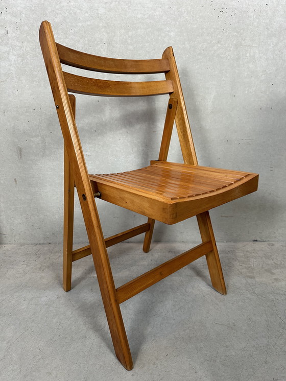 Image 1 of 2x vintage wooden folding chairs - beech