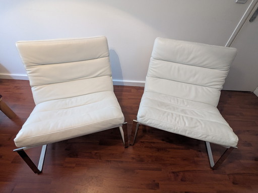 Natuzzi Witte Leren Fauteuils