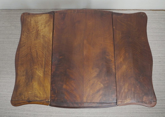 Antique French Pembroke Drop Leaf Table, Walnut Veneer Extendable End Table With Drawers, French Provincial (photo 15 of 41)