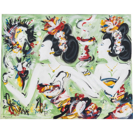 Vintage canvas painting Geishas, ​​Japan 2010