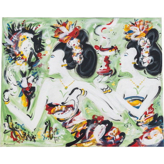 Image 1 of Vintage canvas painting Geishas, ​​Japan 2010