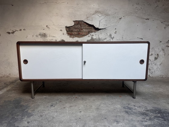 Image 1 of Vintage Pastoe sideboard – wenge & white sliding doors