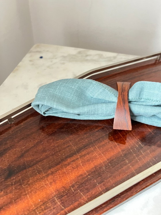 Image 1 of Plateau de service Art déco en bois et chrome – Design géométrique, vintage années 1930