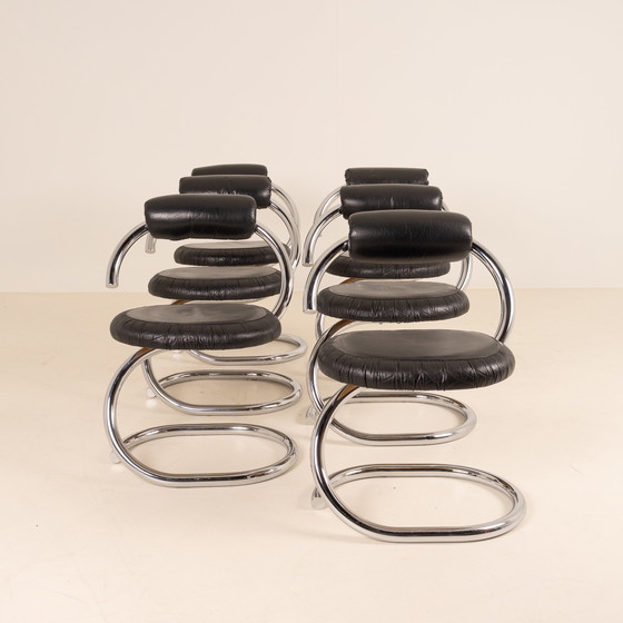 Image 1 of Juego de 6 sillas de comedor “Cobra” de Giotto Stoppino.