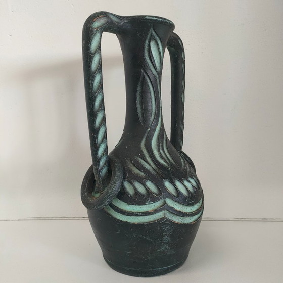 Brocca spagnola verde e nera di Ceramicas Arbusias Spain con anelli, Ceramicas Arbucias, Vasi, Vintage (foto 2 di 10)