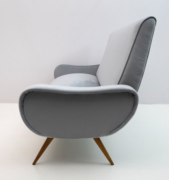 Image 1 of Marco Zanuso Stijl Mid Century Moderne Fluwelen Sofa "Lady", jaren 50