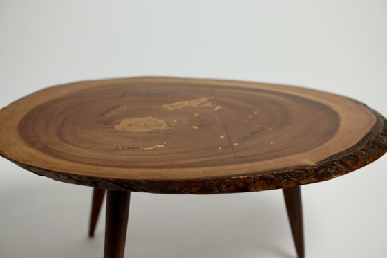 Tavolino Mid-Century Live-Edge in Monkey Pod con mappa delle Isole Fiji, c. anni '60 – Tavolini, Wood (photo 12 of 17)
