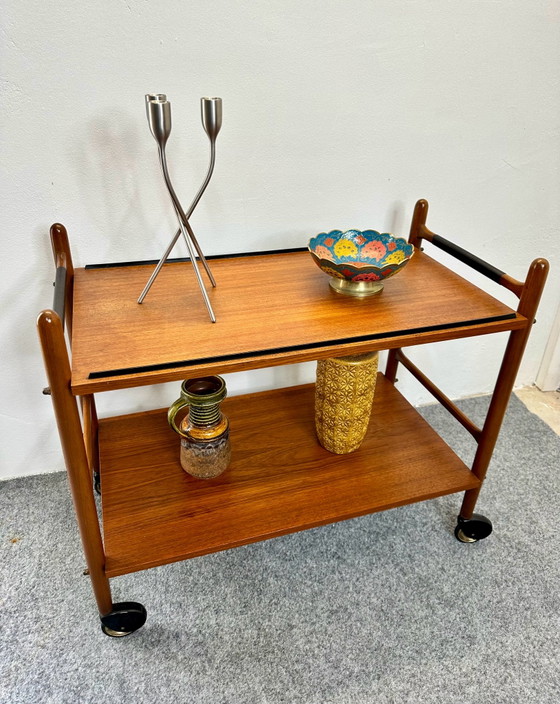 Carrello bar in teak design danese Mid-Century, Carrelli bar, Legno, Marrone (foto 10 di 11)