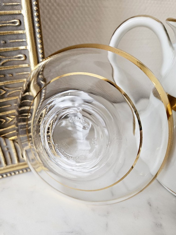 Image 1 of Juego de té de lujo con accesorios, Restaurante Lasserre París, fina porcelana bañada en oro y cristal Paşabahçe.