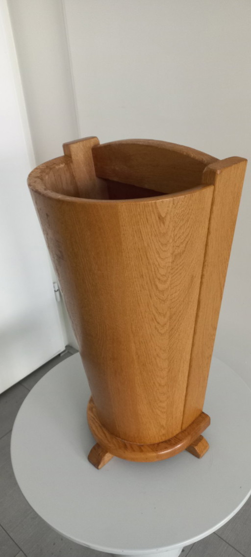 Vintage retro brutalist eiken houten paraplubak jaren '70