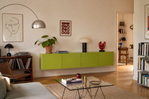 Lago ‘Amplia’ designer wall cabinet – floating sideboard in olive green