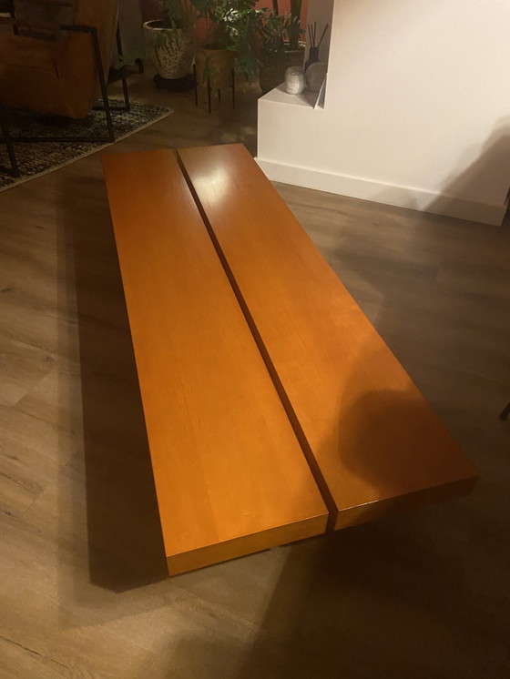 Image 1 of 80S Japanese Low Wood Veneered Coffee Table Coffee Table