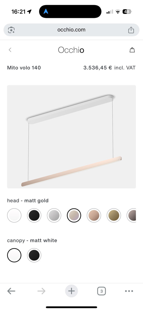 Image 1 of Occhio Mito Volo 140 - Oro Mate / Capota blanca