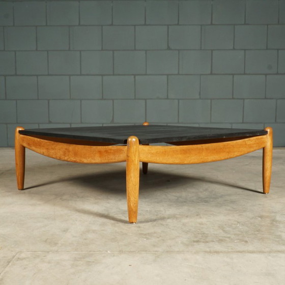 Vintage Oak Coffee Table – Carl Straub – 1960s – Wood, Ceramic (photo 6 of 8)